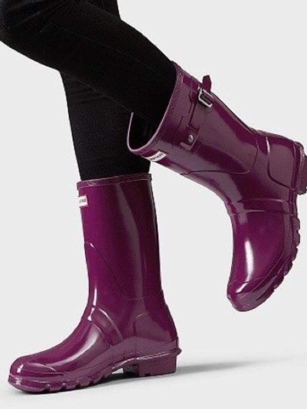 Hunter short glossy violet rain boots size 7